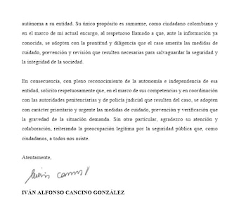 En su comunicación, el ministro designado aclaró el alcance de su pedido y marcó distancia frente a cualquier afirmación sobre la certeza de lo divulgado - crédito Iván Cancino