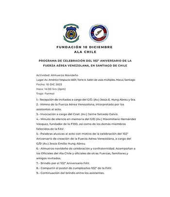 La programación del Ala Chile