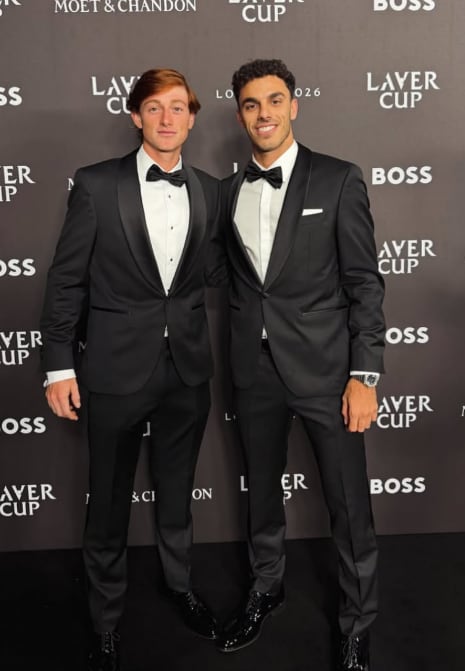 Francisco Cerúndolo junto al peruano Ignacio Buse en la presentación del torneo (Crédito: Laver Cup)