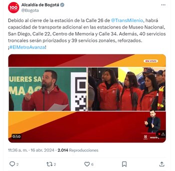 Alcalde Carlos Fernando Galán anuncia