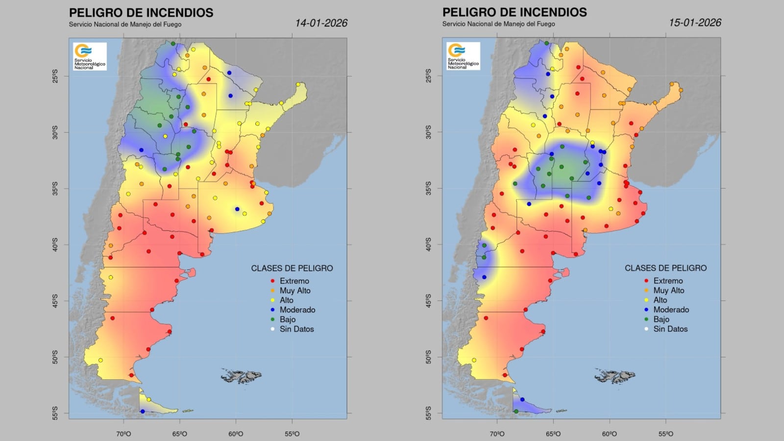 El Servicio Nacional de Manejo del Fuego mantiene vigilancia intensiva en las áreas de mayor exposición al avance del fuego en el centro y norte del país