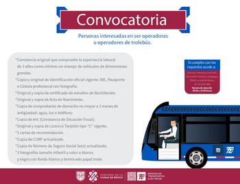 Trolebús CDMX vacante - trolebus vacante 2023 - trolebus vacante