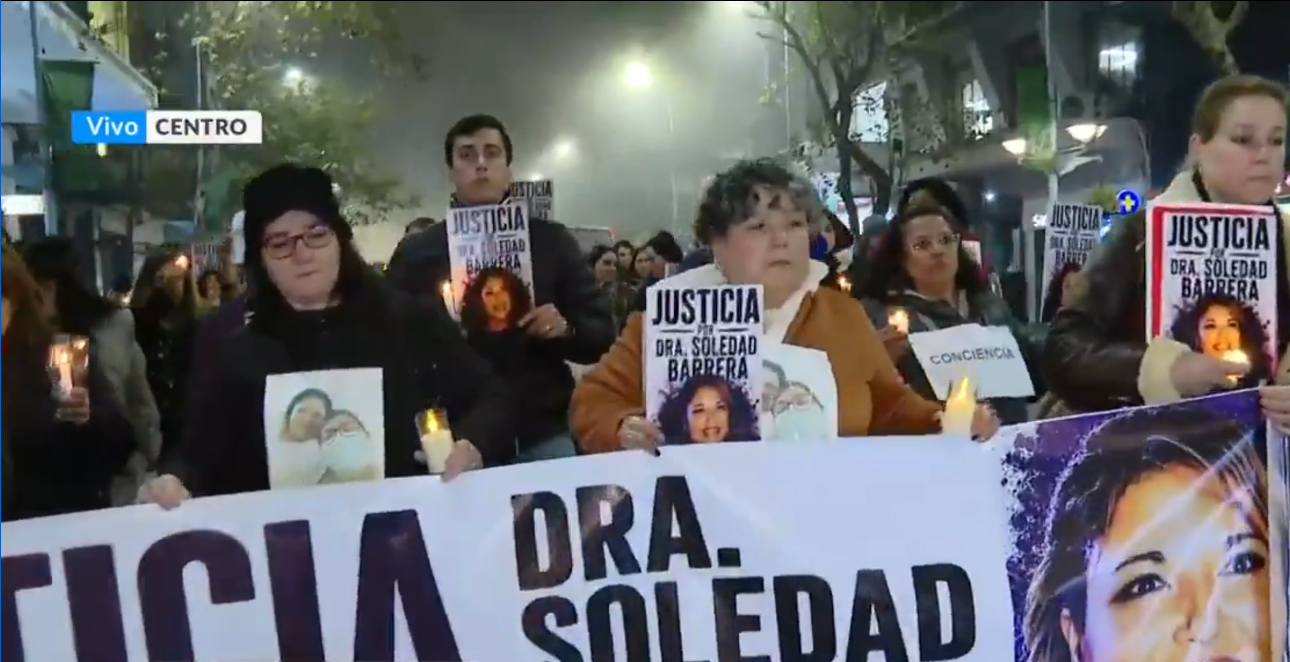 Una marcha en reclamo de Justicia por la muerte de Soledad Barrera (Captura Telenoche/Canal 4)