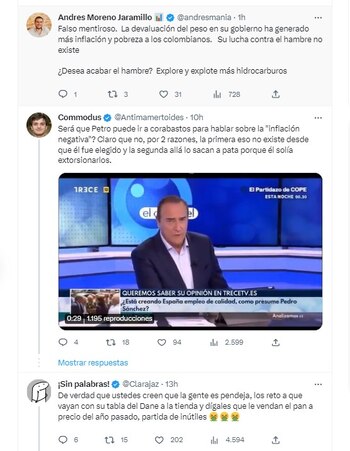 Trino usuarios criticando el comentario