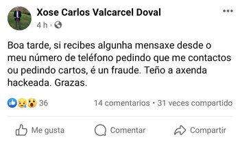 Mensaje en redes sociales de