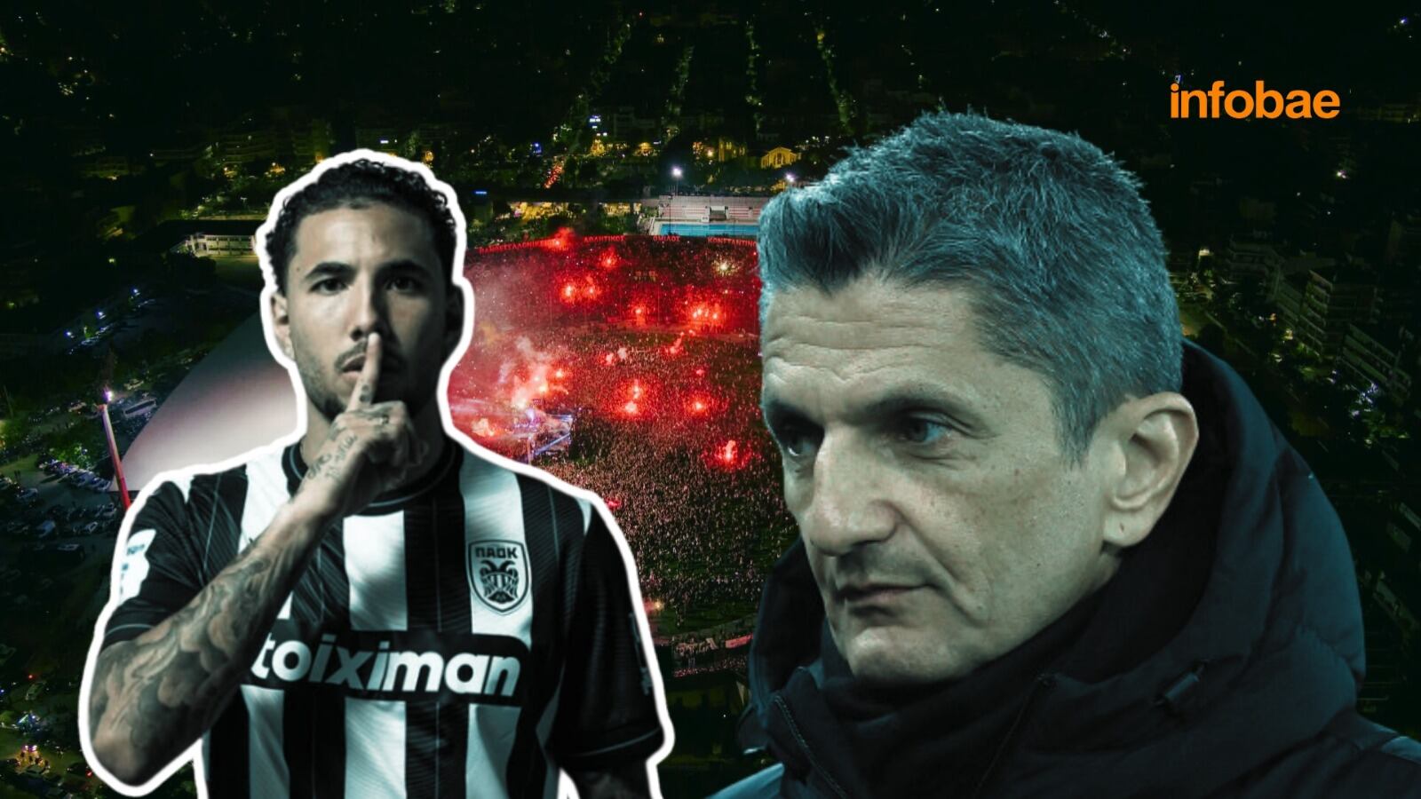 Razvan Lucescu aclaró la situación de Sergio Peña en PAOK Salónica. - Crédito: Composición Infobae Perú