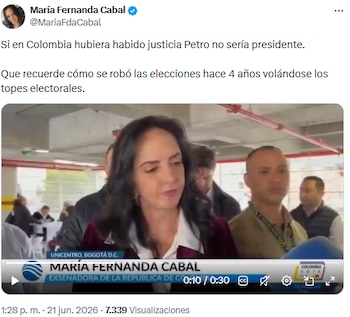 María Fernanda Cabal habló sobre el futuro político de Colombia y le tiró a Gustavo Petro - crédito @MariaFdaCabal/X