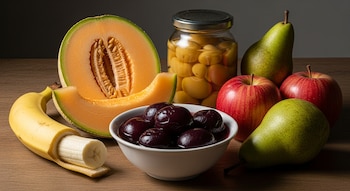 Frutas sin piel ni semillas,