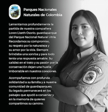 Este fue el mensaje enviado por Parques Nacionales Naturales de Colombia tras el crimen de Loren Liseth Osorio - crédito Parques Nacionales Naturales de Colombia