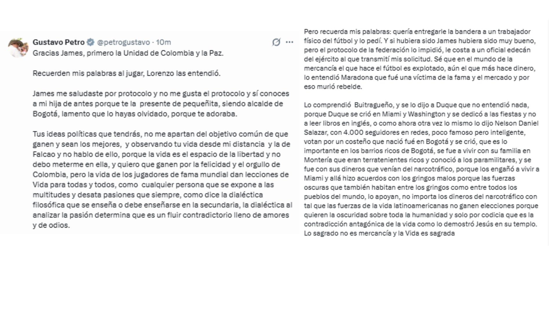 Gustavo Petro hizo señalamientos indirectos contra Abelardo de la Espriella - crédito @petrogustavo/X