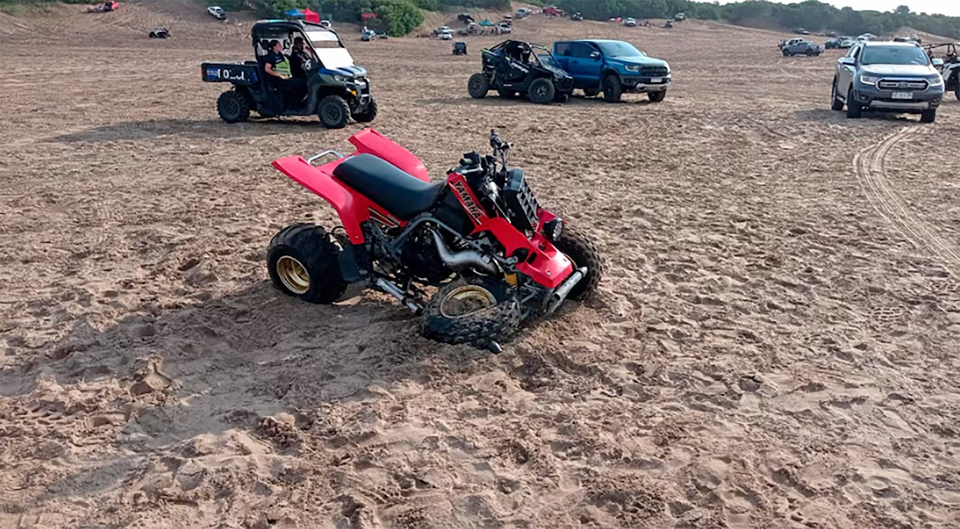 Así quedó el cuatriciclo en donde viajaba Salinas como acompañante, quien falleció luego del impacto contra un UTV