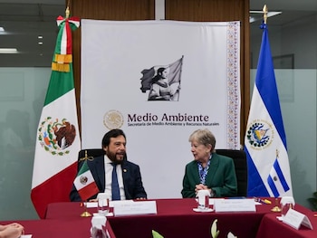 El encuentro en Ciudad de México promueve el intercambio de experiencias y estrategias de desarrollo sustentable e integración regional entre ambos países. (Cortesía: Vicepresidencia de la República de El Salvador)