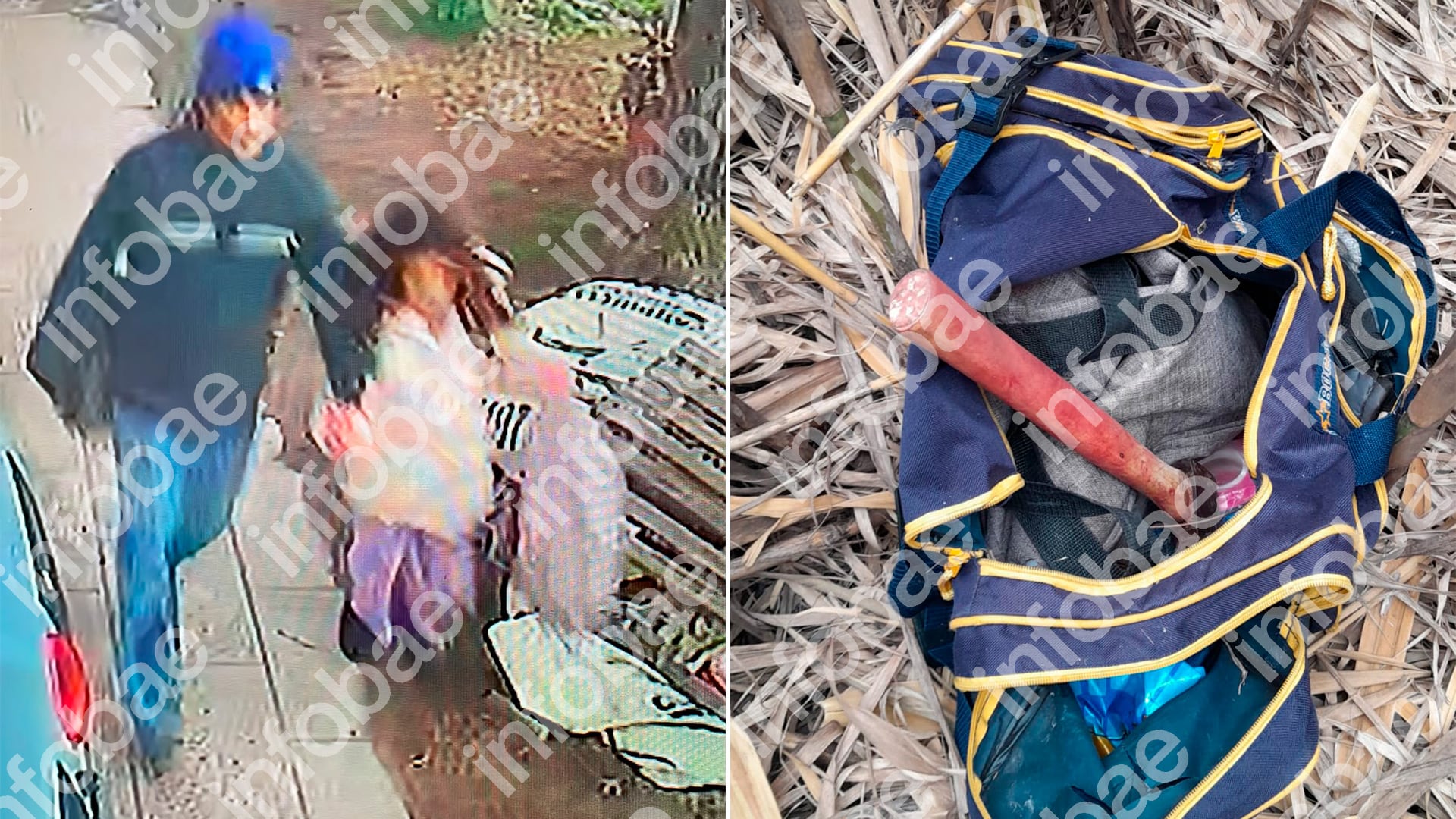 Las imágenes del momento del secuestro de la niña en Junín / El bolso secuestrado en el cañaveral en Pergamino