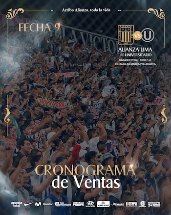 Cronograma de venta de entradas para Alianza Lima vs Universitario