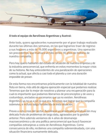 Carta Aerolíneas