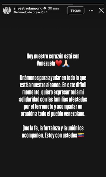 Silvestre Dangond expresó solidaridad y fe a Venezuela tras los terremotos - crédito silvestredangond/Instagram