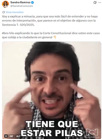 Sandra Ramírez empleó un gif