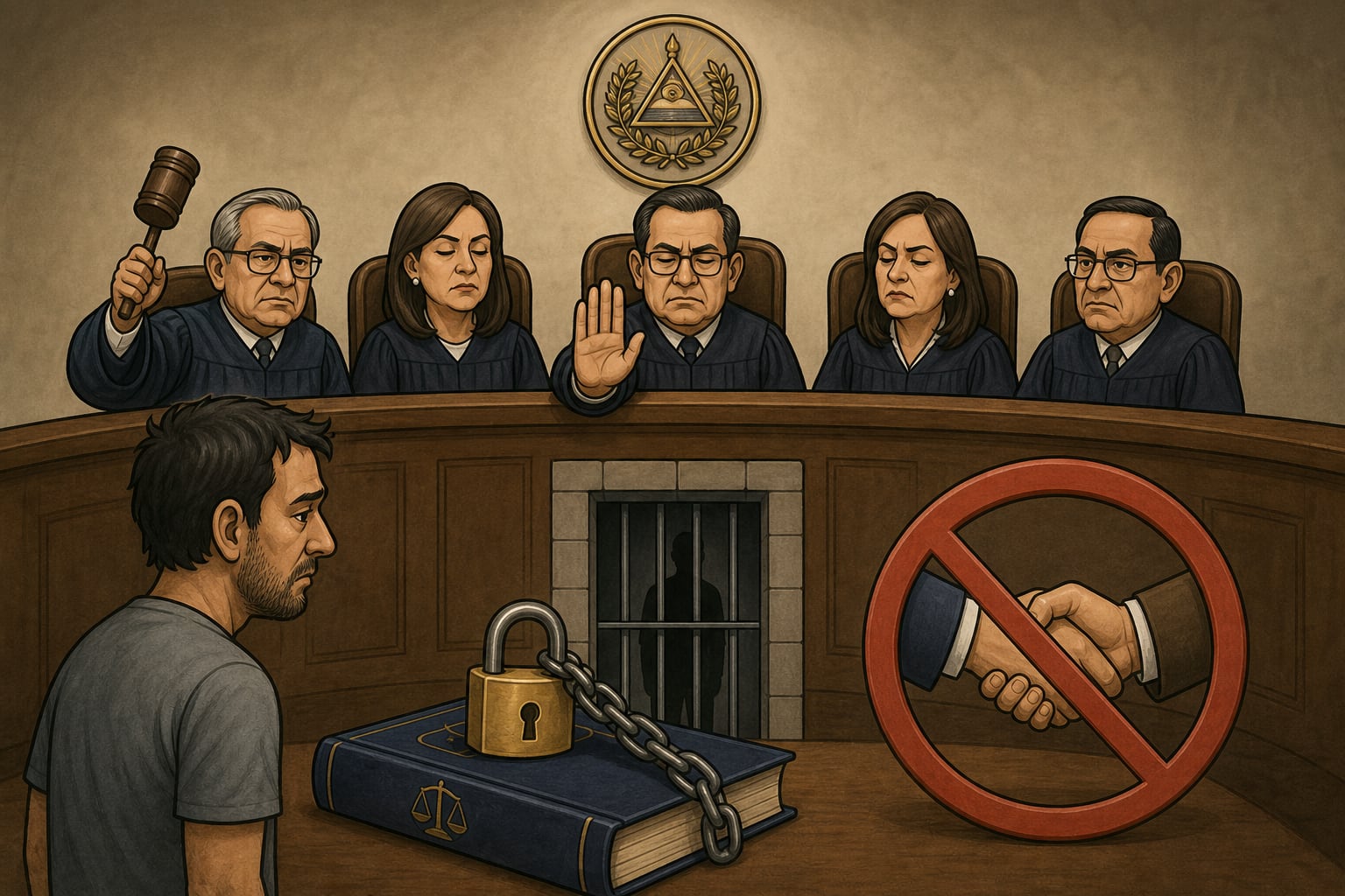 La Sala de lo Constitucional de El Salvador prohíbe los acuerdos de conciliación y mediación en los procesos penales seguidos contra reincidentes. (Imagen Ilustrativa Infobae)
