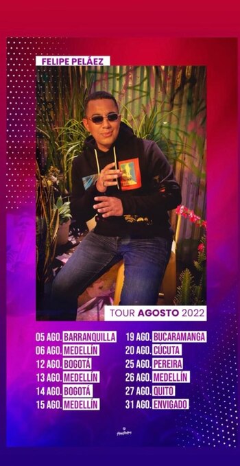 Peláez publicó fechas de gira