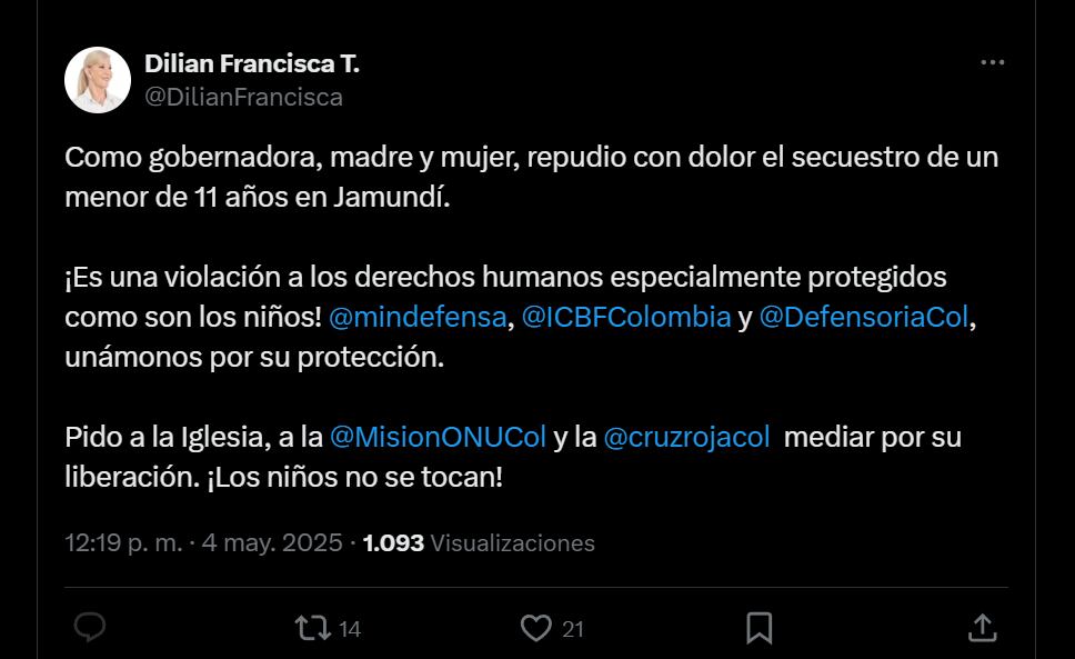 La gobernadora se solidarizó con la familia del pequeño y pidió la acción inmediata de las autoridades nacionales - crédito red social X