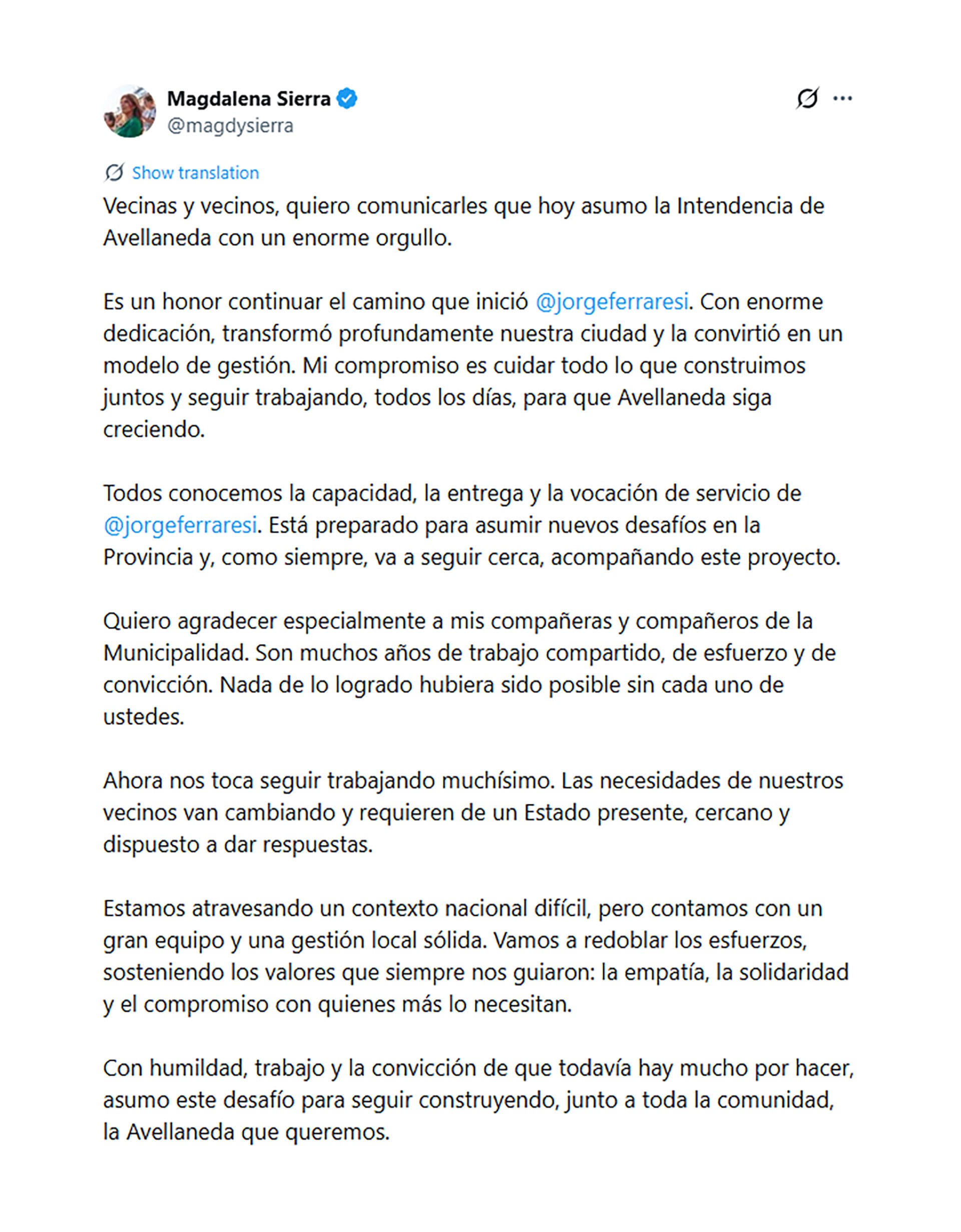 La publicación de Madgalena Sierra
