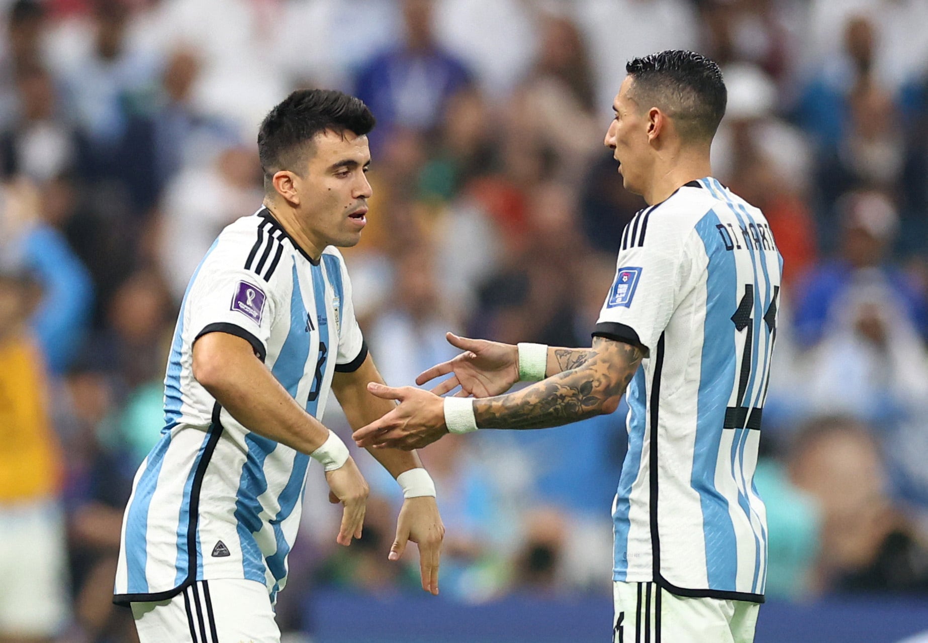 Marcos Acuña y Ángel Di María, los nombres más importantes de Qatar que no estarán en el Mundial 2026 (REUTERS/Carl Recine)