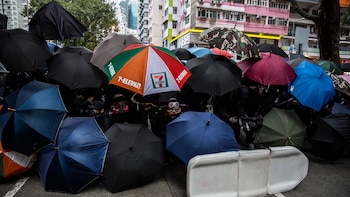 Aunque había sido autorizada, la Policía pidió al organizador, el Frente Civil de Derechos Humanos, que pusiera fin a la multitudinaria marcha tres horas después de comenzar (ISAAC LAWRENCE / AFP)