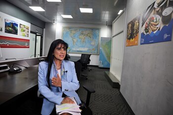 Peruvian Minister of Foreign Trade and Tourism Ursula Leon speaks during an interview, in Lima, Peru, November 8, 2024. REUTERS/Sebastian Castaneda