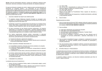 Denuncias ante el CNE de la campaña de Gustavo Matamoros