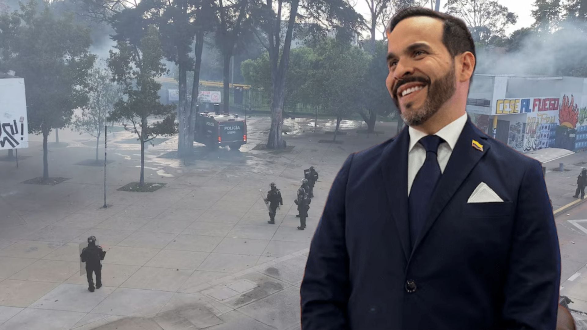 Abelardo de la Espriella anunció un protocolo nacional para, según él, diferenciar la protesta pacífica de situaciones que requieran intervención de las autoridades. - crédito @Marovaan/X e Infobae