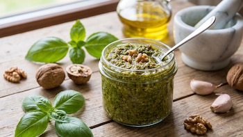 Receta de pesto casero con nuez, rápida y fácil