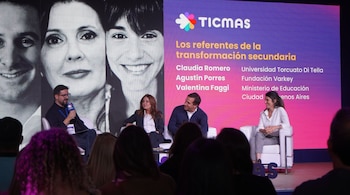 Faggi, Romero y Porrés en el auditorio de Ticmas en la Feria del Libro