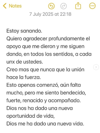 Comunicado difundido por Manuel Mansalva