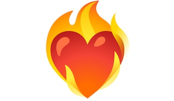 Emoji de corazón con llamas.