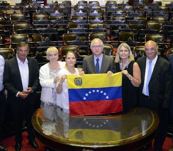 2018: Antonio Ledezma, suegro de Vuteff, en el Senado argentino