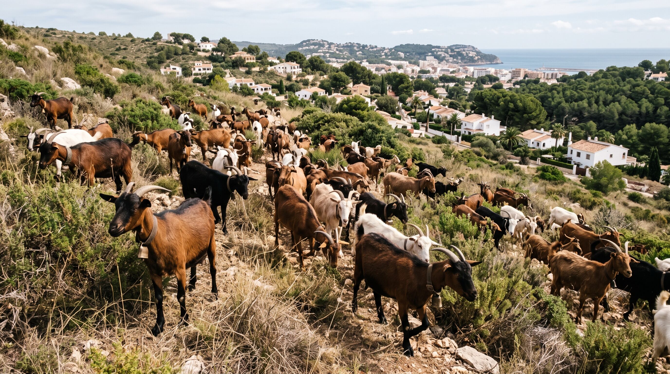 Las cabras actúan en áreas próximas a viviendas, donde la interfaz urbano-forestal eleva el riesgo ante un fuego (Imagen Ilustrativa Infobae)