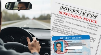 Un conductor maneja en carretera