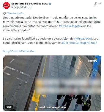 La acción conjunta entre el sistema de seguridad del autobús y la respuesta rápida de la policía resultó clave para contener el incidente y garantizar la protección de los ocupantes durante el trayecto - crédito @SeguridadBOG / X
