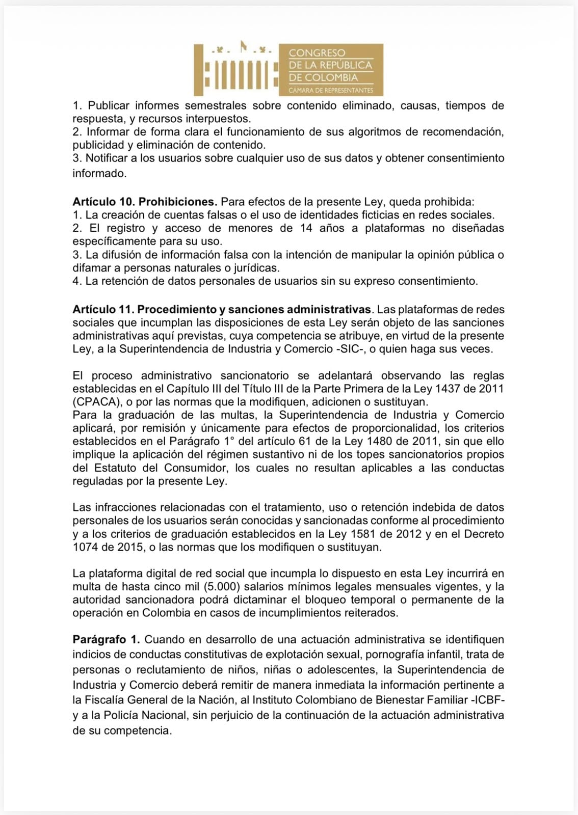 El documento fue presentado por Luis Guillermo Patiño Aristizábal, representante a la Cámara por Antioquia, para que continúe con su curso legislativo - crédito Congreso de la República
