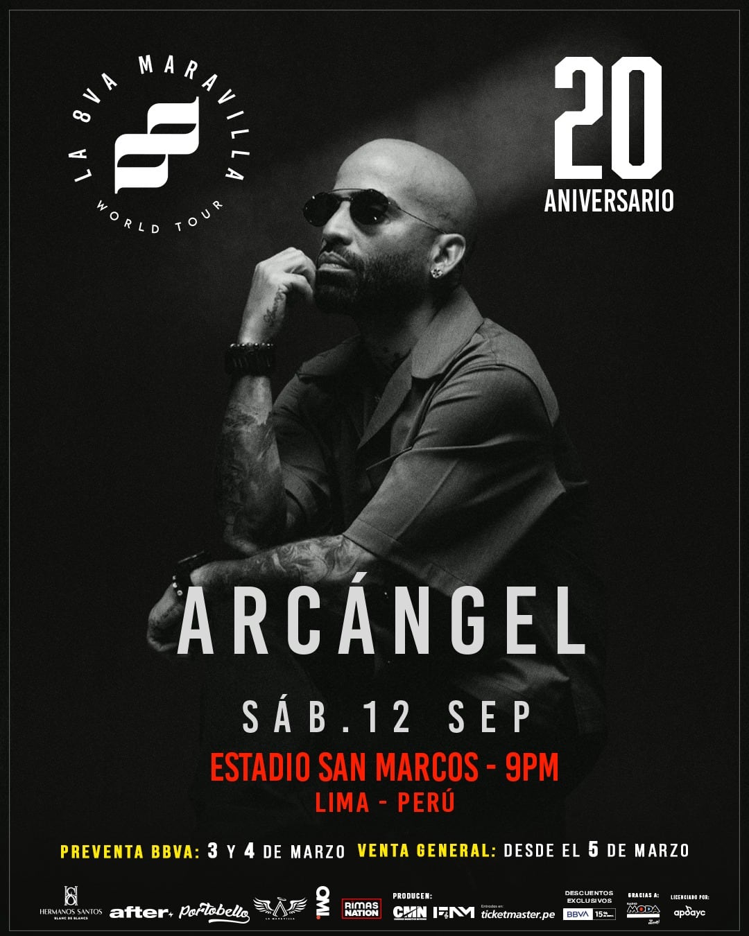 El cartel oficial anuncia el concierto de Arcángel, parte de su