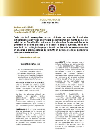 Corte Constitucional declaró inexequible norma