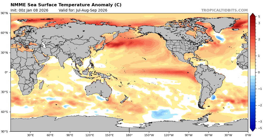 Se estima un cambio en la temperatura de las aguas del Pacífico Ecuatorial en algún momento del invierno boreal. Sería el puntapié inicial de un nuevo Niño (NOAA)
