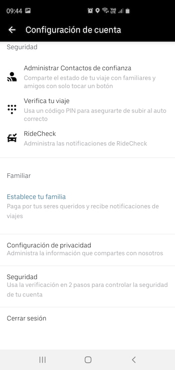 Uber segundo factor de autenticación