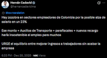 Hernán Cadavid advirtió de las