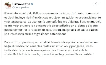 Gustavo Petro, presidente de Colombia, anotó que la tabla de Campos falla en saber cuales son las causas en sus regresiones estadísticas - crédito @PetroGustavo/X