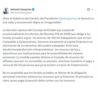 Antonio Sanguino, Ministro do Trabalho, diz que favorece claramente o capital financeiro em detrimento dos direitos dos trabalhadores - crédito @AntonioSanguino/X
