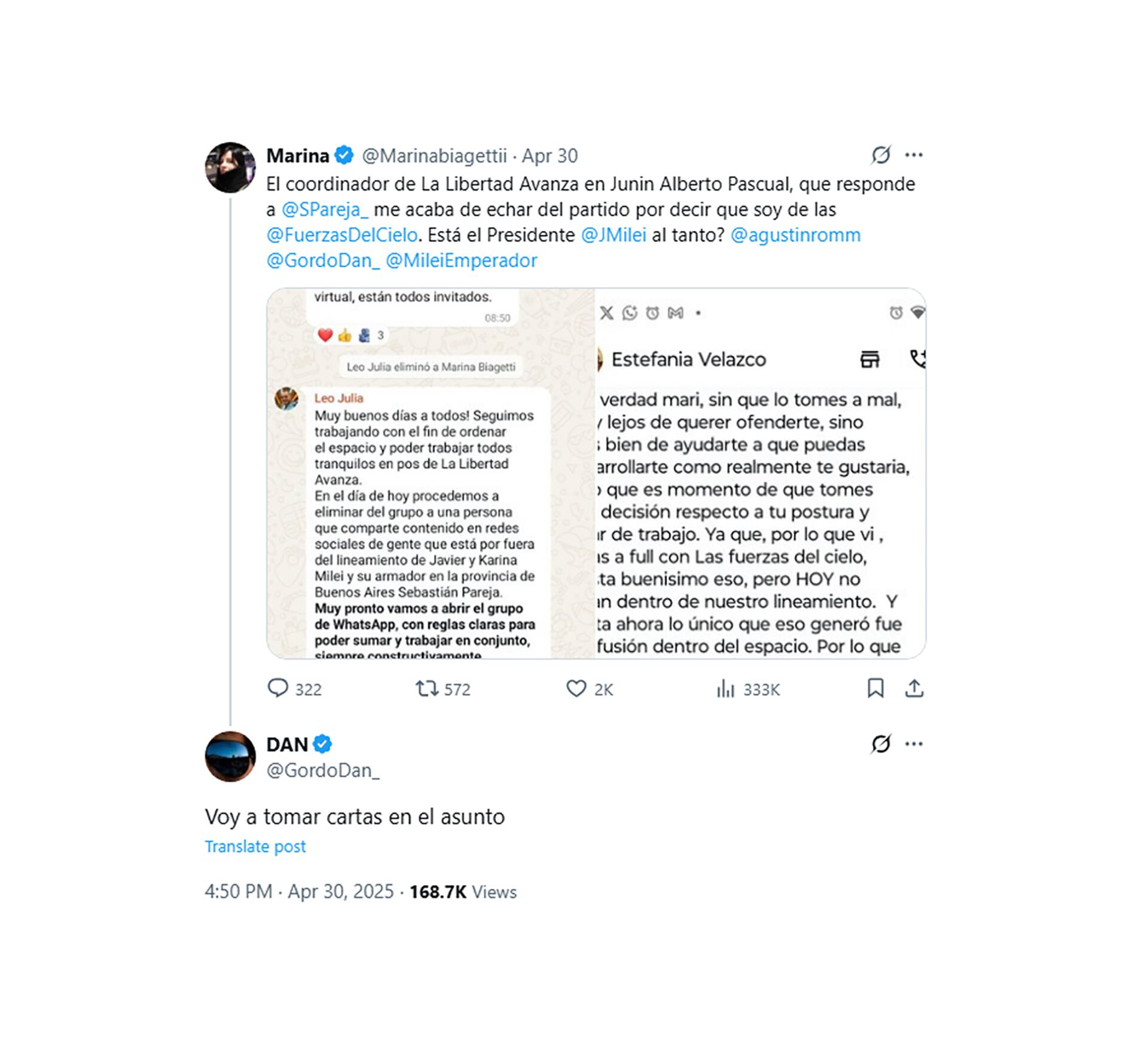 El posteo de Marina Biagetti en redes sociales, y su repercusión en el ecosistema libertario