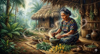 La cosmovisión maya Q’eqchi’ concibe la enfermedad como un desequilibrio físico y espiritual vinculado con la naturaleza y el cosmos. (Visuales IA)