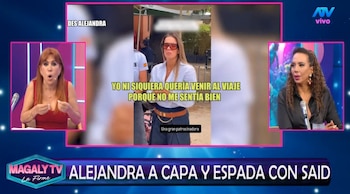 “Lo premió con un viaje”: Magaly cuestiona a Alejandra Baigorria por llevar a Said a España. Captura: Magaly TV La Firme.