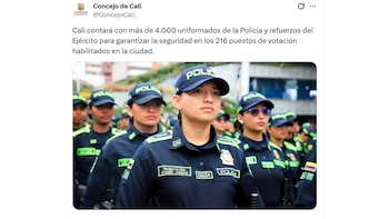 El dispositivo de seguridad incluye más de 4.000 policías en Cali y 11.500 integrantes de la Fuerza Pública en todo el Valle del Cauca para custodiar los puestos de votación - crédito @ConcejoCali_/ X